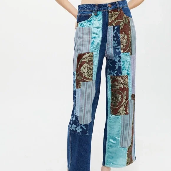 BDG High & Wide Jean - Patchwork Denim NWT Size 25 - Picture 2 of 11